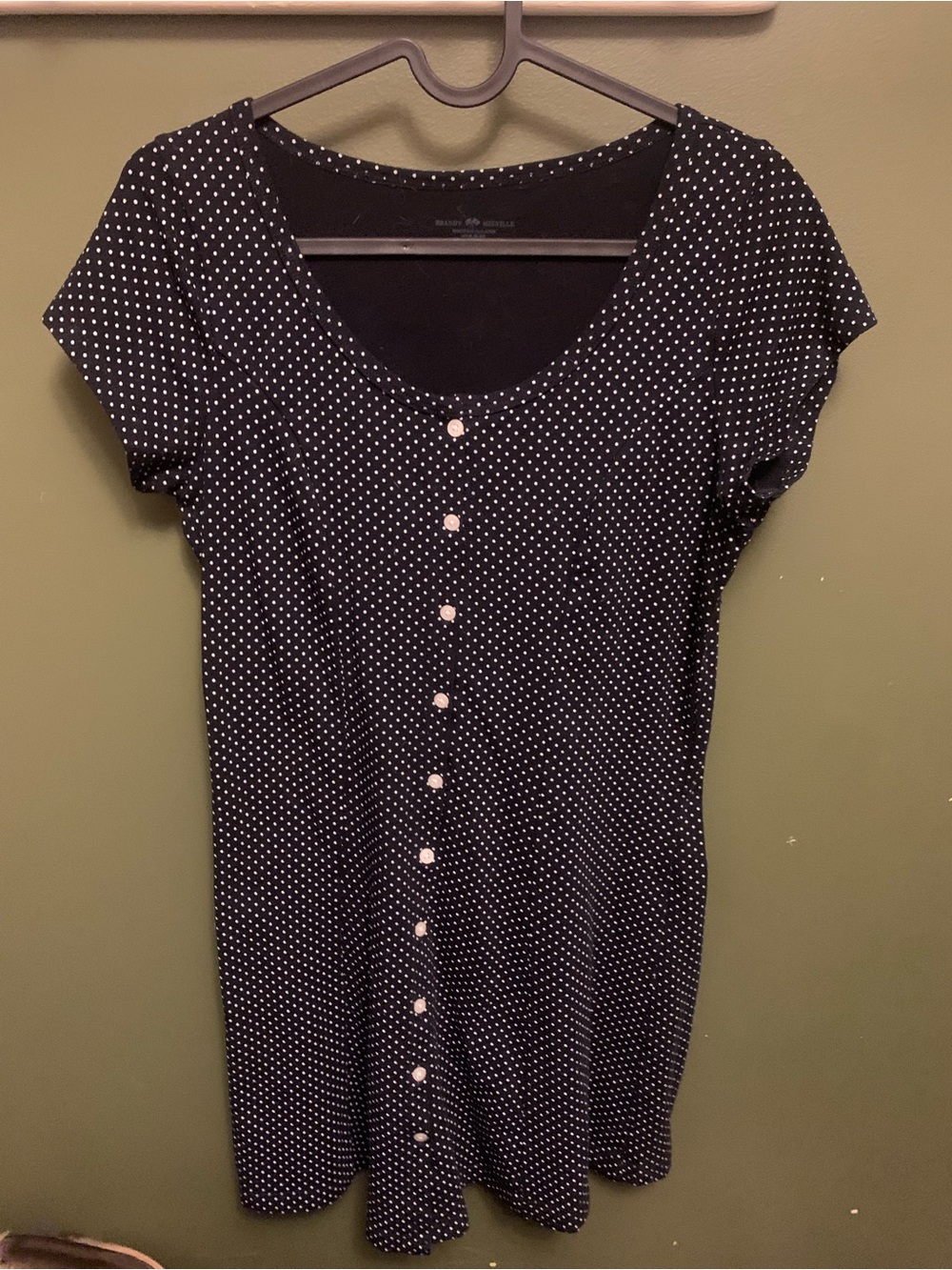 Brandy Melville Black Mini Dress with White Polka Dots